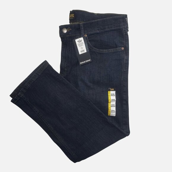 Lee Mens Regular Straight Fit Dark Wash Jeans 36x29 Mcclane Denim Classic Style - Picture 8 of 11